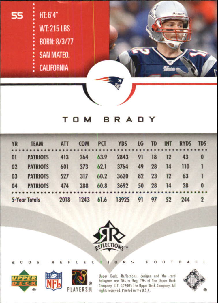 2005 Reflections #55 Tom Brady back image