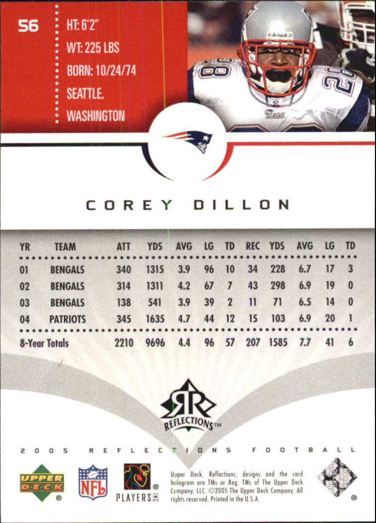 2005 Reflections (Upper Deck) Football "Main Set" Cards #1 to #284 - Picture 107 of 251