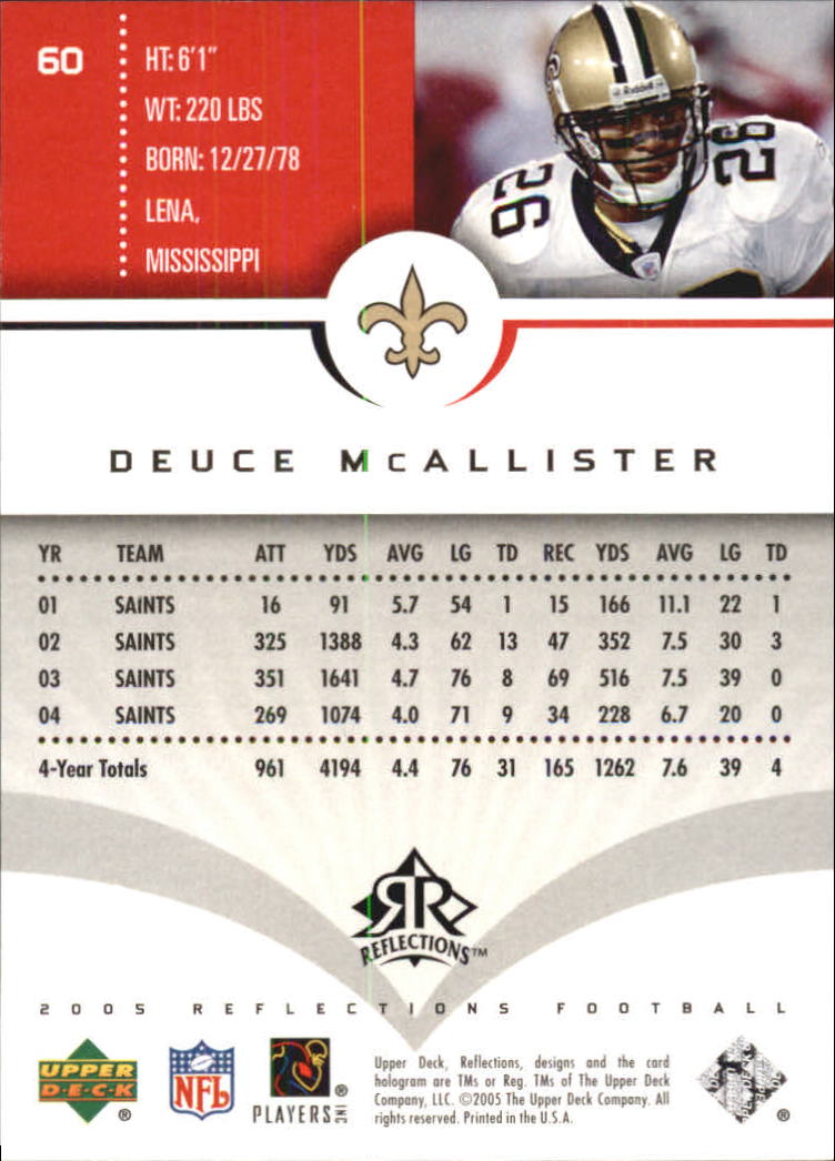 2005 Reflections (Upper Deck) Football "Main Set" Cards #1 to #284 - Picture 115 of 251
