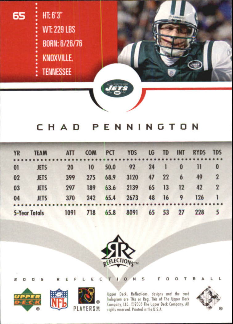 2005 Reflections (Upper Deck) Football "Main Set" Cards #1 to #284 - Picture 125 of 251