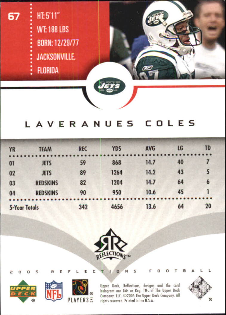 2005 Reflections (Upper Deck) Football "Main Set" Cards #1 to #284 - Picture 129 of 251