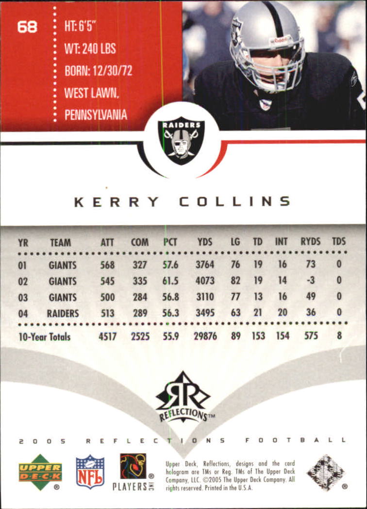 2005 Reflections (Upper Deck) Football "Main Set" Cards #1 to #284 - Picture 131 of 251