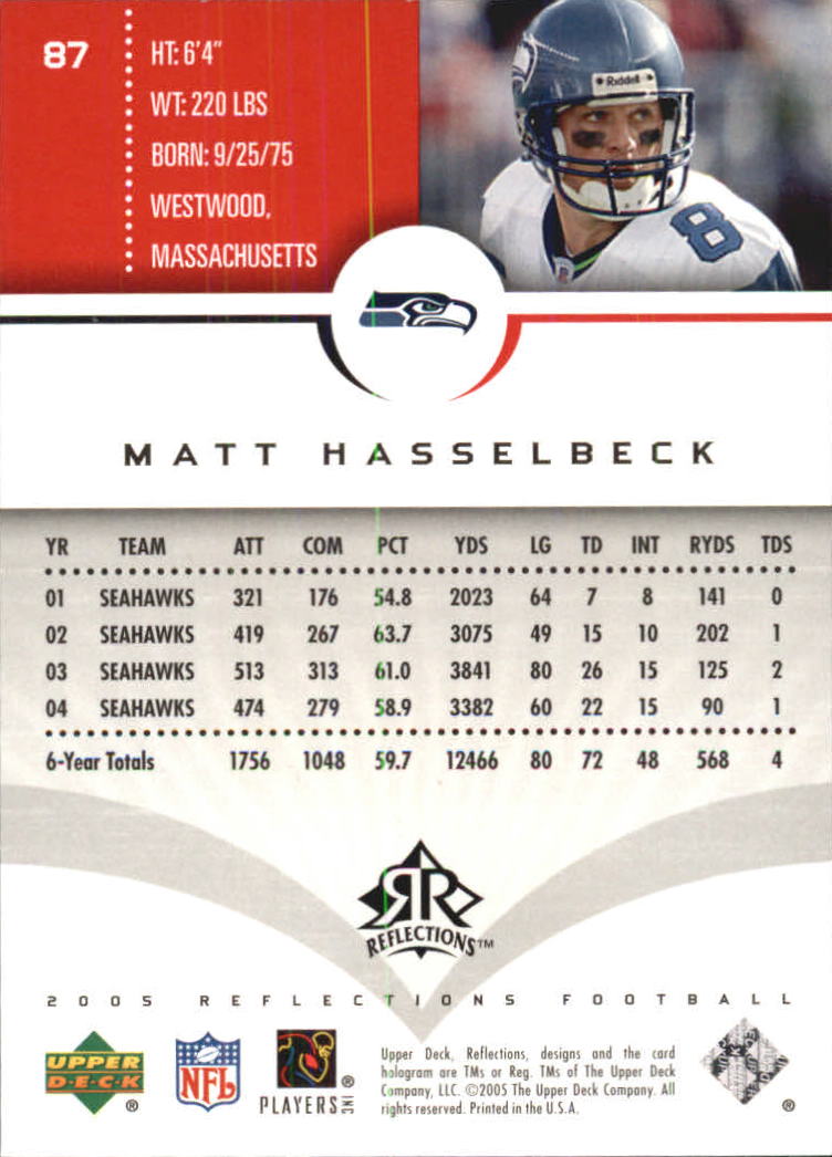 2005 Reflections (Upper Deck) Football "Main Set" Cards #1 to #284 - Picture 165 of 251