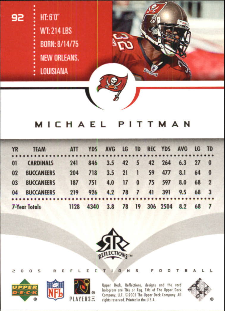 2005 Reflections (Upper Deck) Football "Main Set" Cards #1 to #284 - Picture 175 of 251