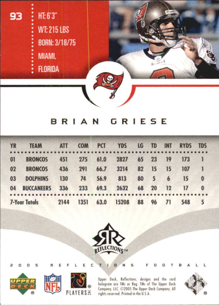 2005 Reflections (Upper Deck) Football "Main Set" Cards #1 to #284 - Picture 177 of 251