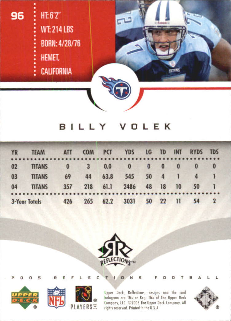 2005 Reflections (Upper Deck) Football "Main Set" Cards #1 to #284 - Picture 183 of 251