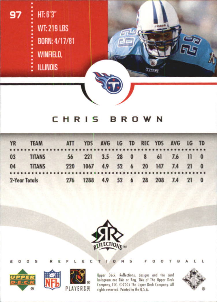 2005 Reflections (Upper Deck) Football "Main Set" Cards #1 to #284 - Picture 185 of 251