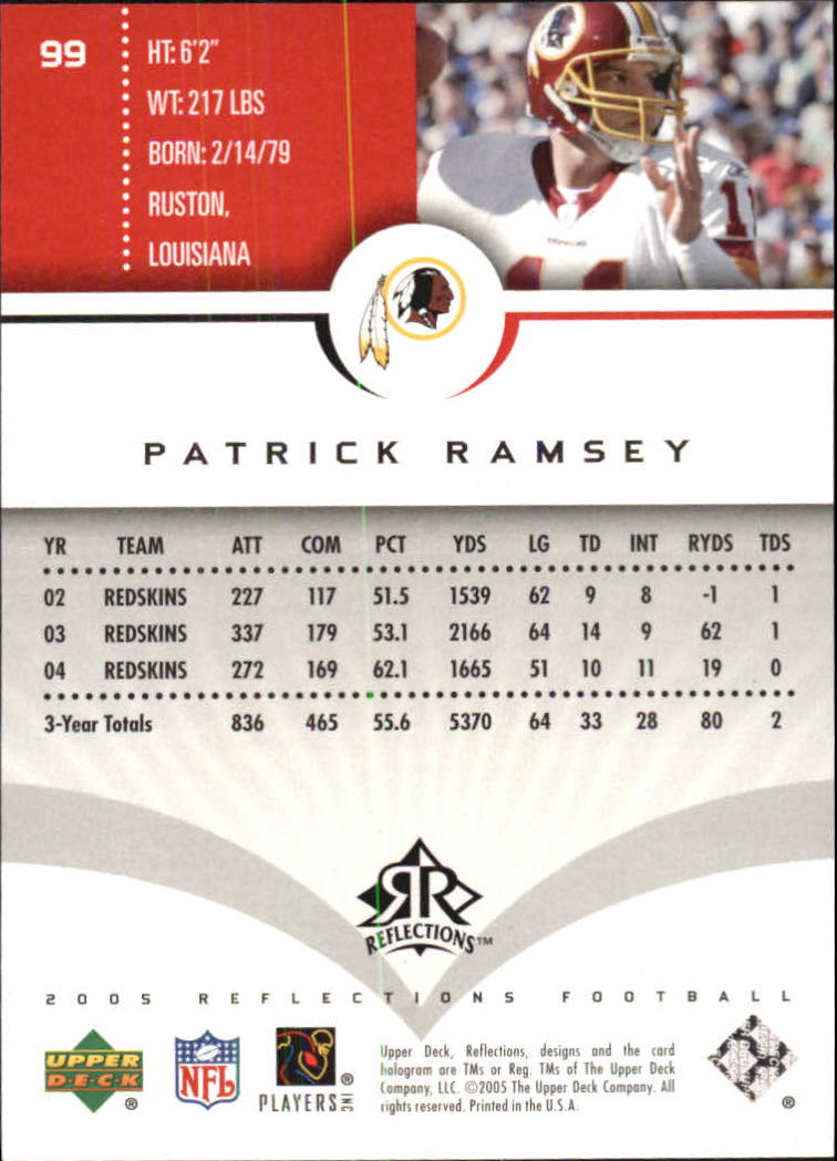 2005 Reflections (Upper Deck) Football "Main Set" Cards #1 to #284 - Picture 189 of 251