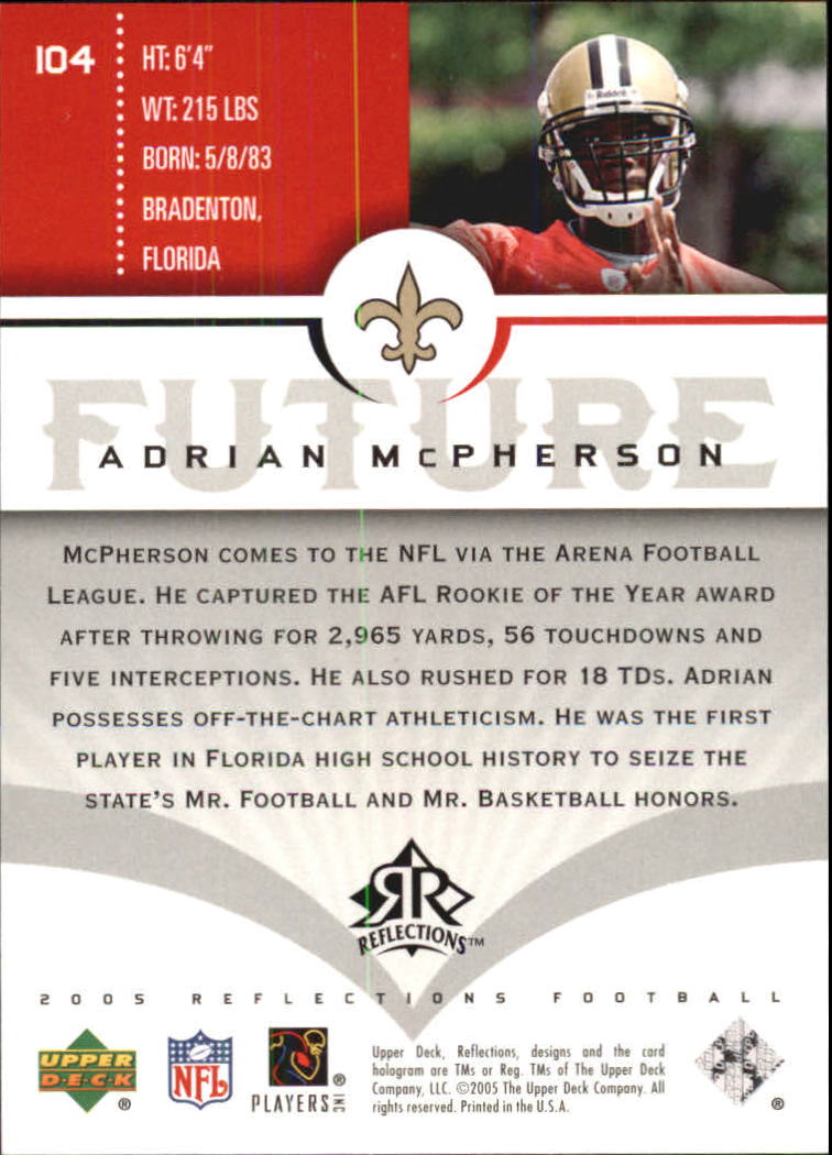 2005 Reflections (Upper Deck) Football "Main Set" Cards #1 to #284 - Picture 193 of 251
