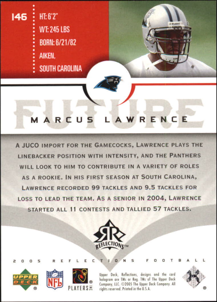 2005 Reflections #146 Marcus Lawrence RC back image