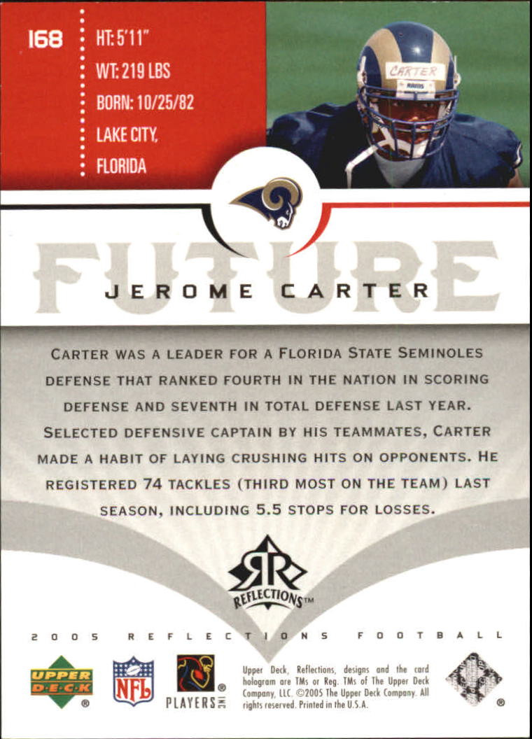 2005 Reflections #168 Jerome Carter RC back image
