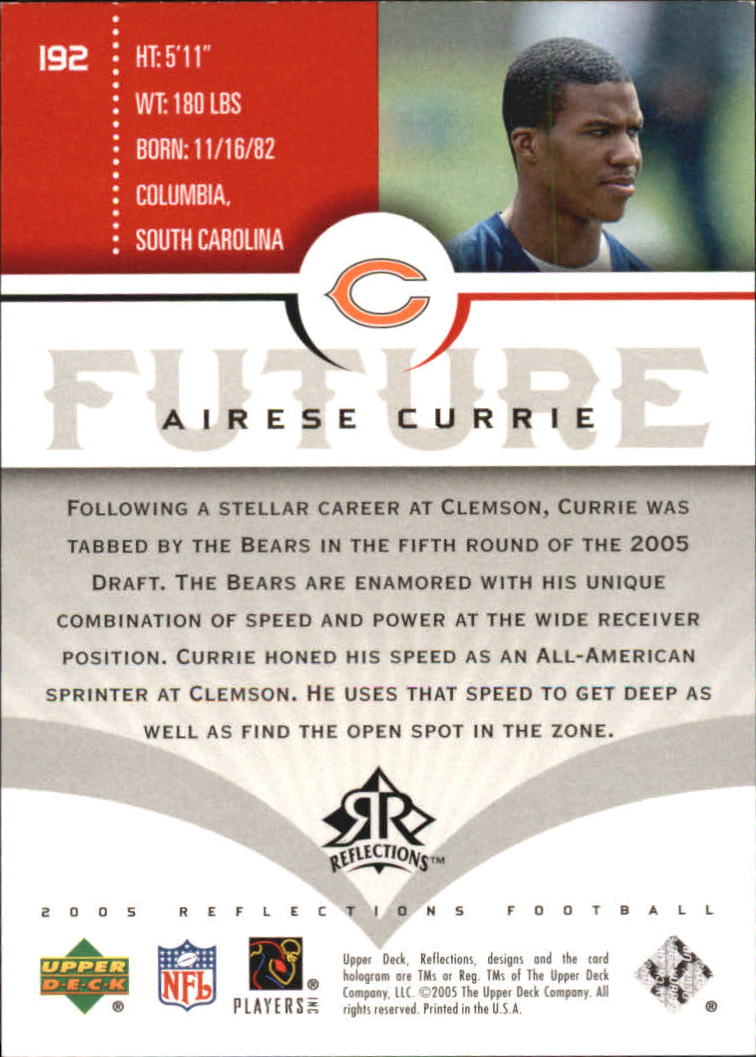 2005 Reflections #192 Airese Currie RC back image
