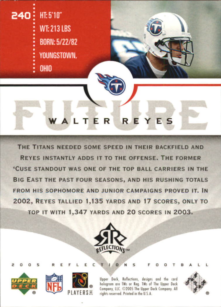 2005 Reflections (Upper Deck) Football "Main Set" Cards #1 to #284 - Picture 239 of 251