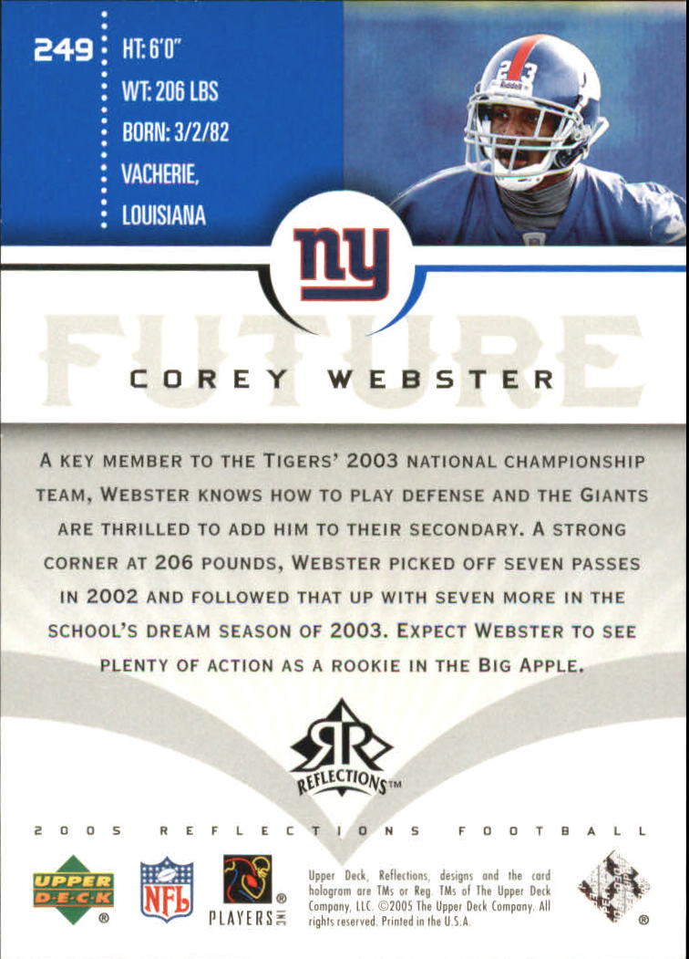 2005 Reflections Blue #249 Corey Webster back image
