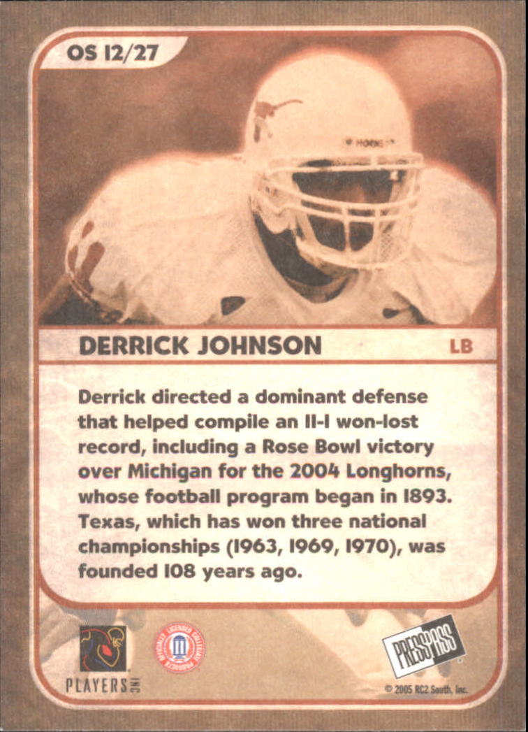 2005 Press Pass SE Old School #OS12 Derrick Johnson back image