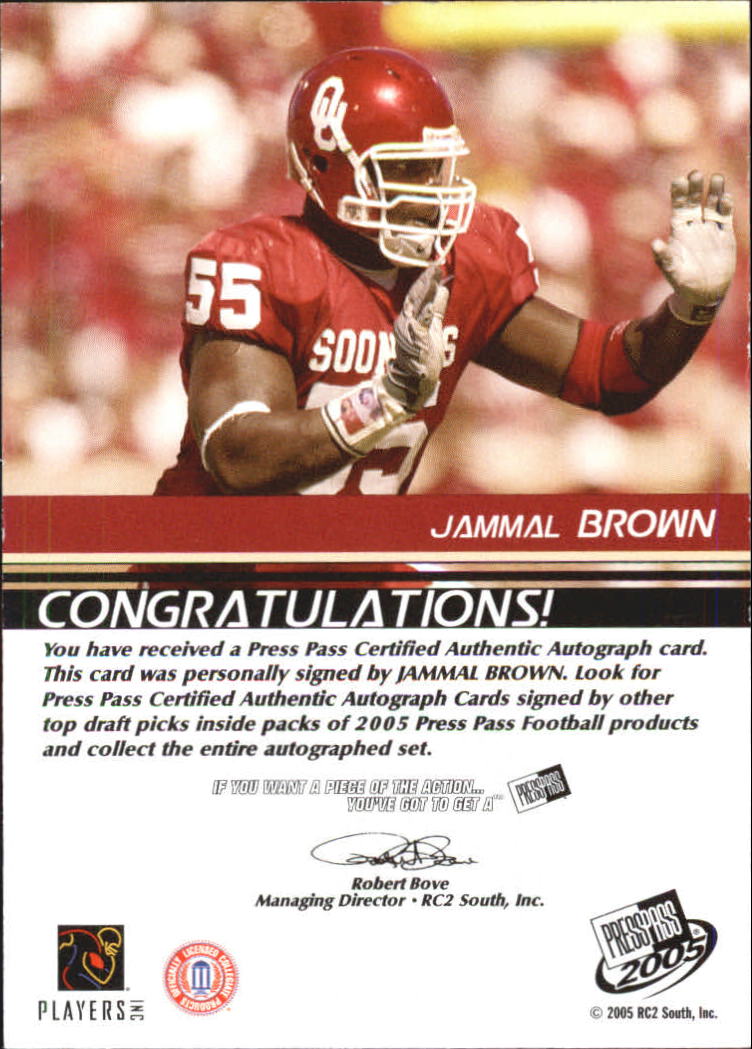2005 Press Pass Autographs Bronze #8 Jammal Brown back image