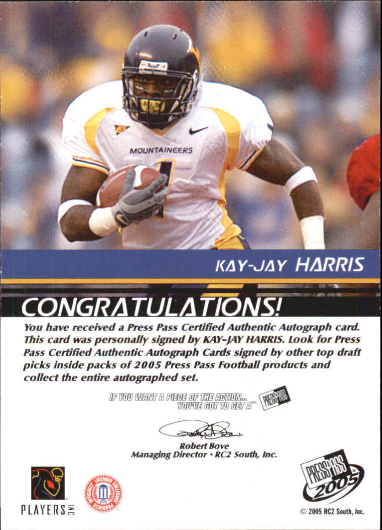 2005 Press Pass Autographs Bronze #26 Kay-Jay Harris back image