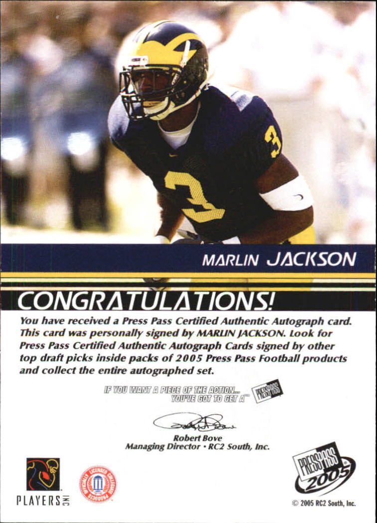 2005 Press Pass Autographs Silver #31 Marlin Jackson back image
