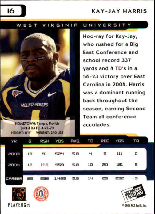 2005 Press Pass Football "Main Set" Base Cards - Picture 33 of 99