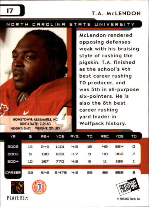 2005 Press Pass Football "Main Set" Base Cards - Picture 35 of 99