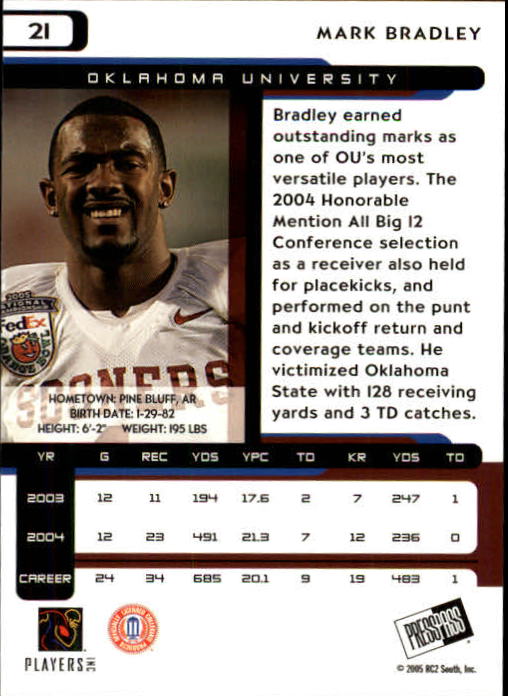 2005 Press Pass Football "Main Set" Base Cards - Picture 43 of 99