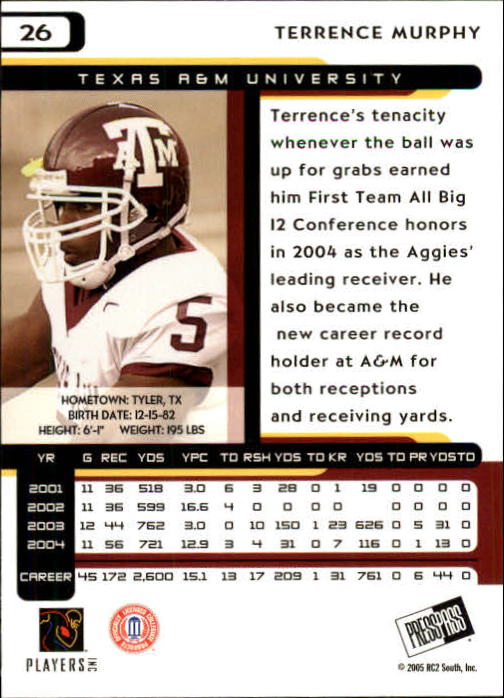 2005 Press Pass Football "Main Set" Base Cards - Picture 53 of 99