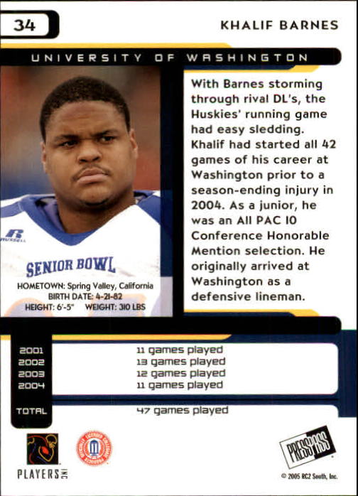 2005 Press Pass Football "Main Set" Base Cards - Picture 69 of 99