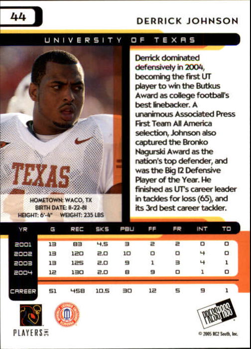 2005 Press Pass Football "Main Set" Base Cards - Picture 89 of 99