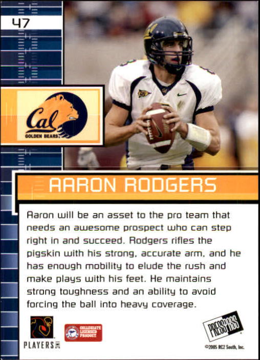 2005 Press Pass #47 Aaron Rodgers PP back image