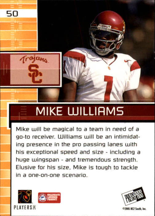 2005 Press Pass #50 Mike Williams PP back image