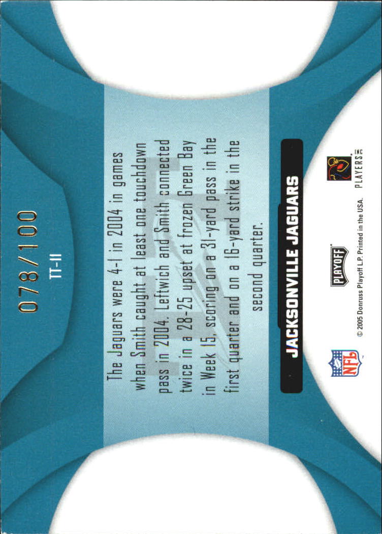 2005 Playoff Honors Touchdown Tandems Holofoil #TT11 Byron Leftwich/Jimmy Smith back image