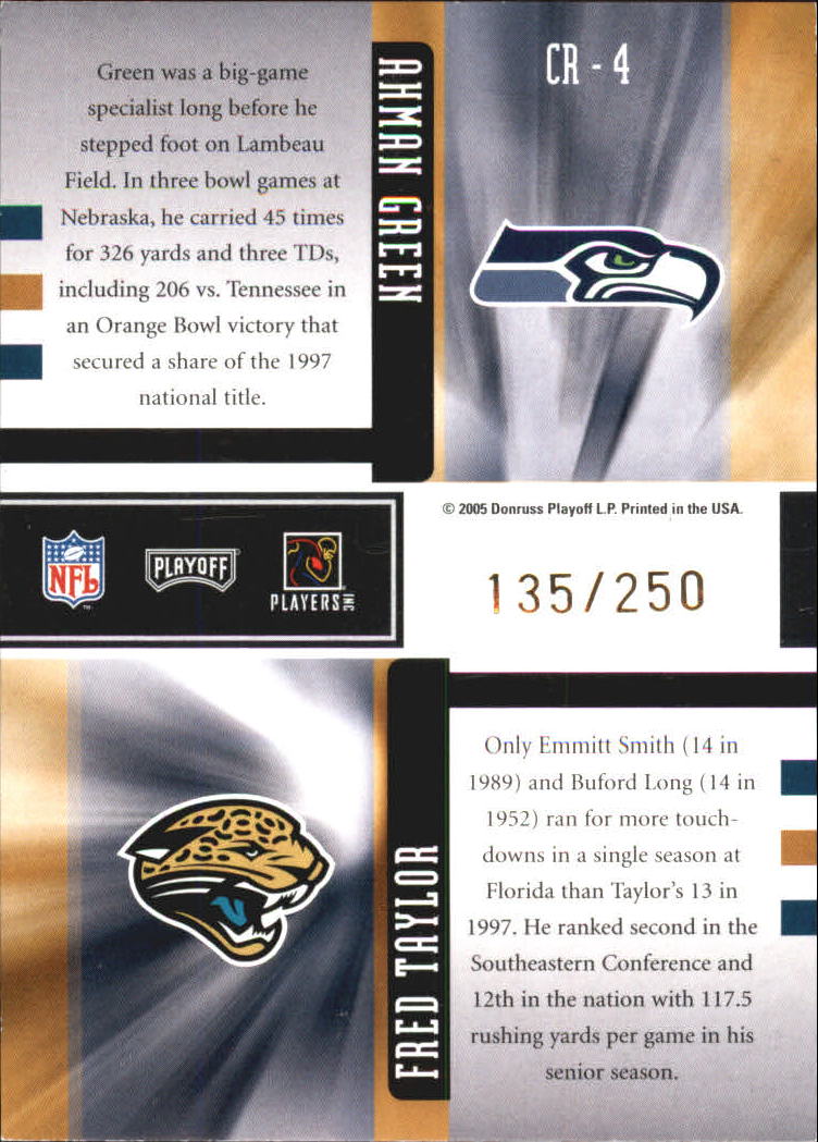 2005 Playoff Honors Class Reunion Foil #CR4 Ahman Green/Fred Taylor back image