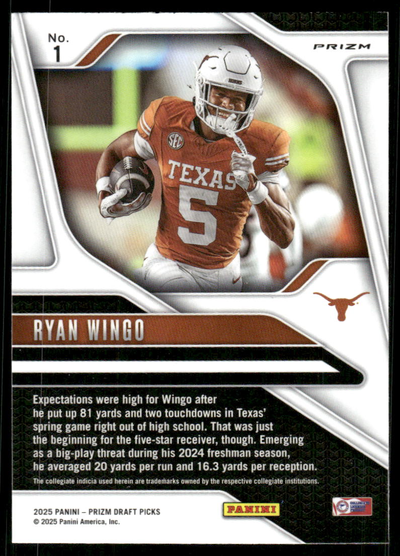 2025 Panini Prizm Draft Picks Prizms Gold Ice #1 Ryan Wingo