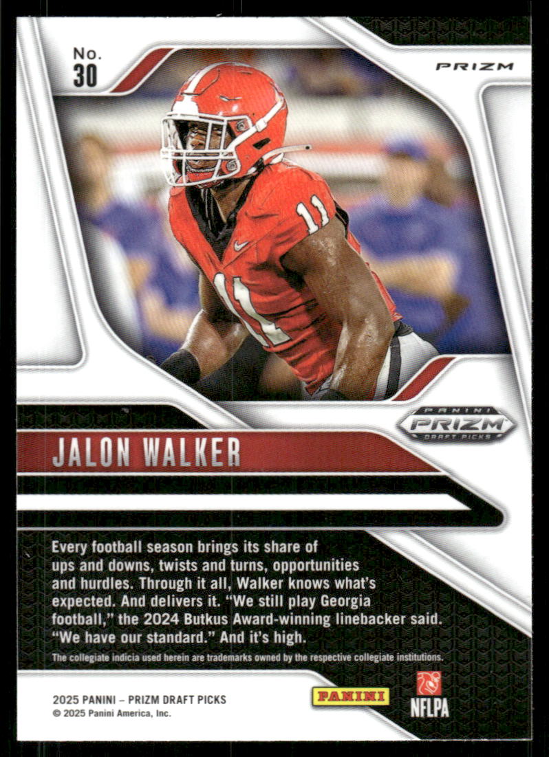 2025 Panini Prizm Draft Picks Prizms Gold Ice #30 Jalon Walker
