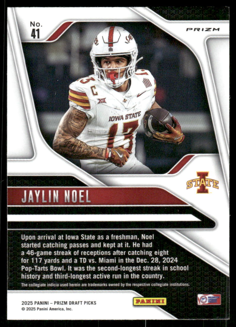 2025 Panini Prizm Draft Picks Prizms Gold Ice #41 Jaylin Noel
