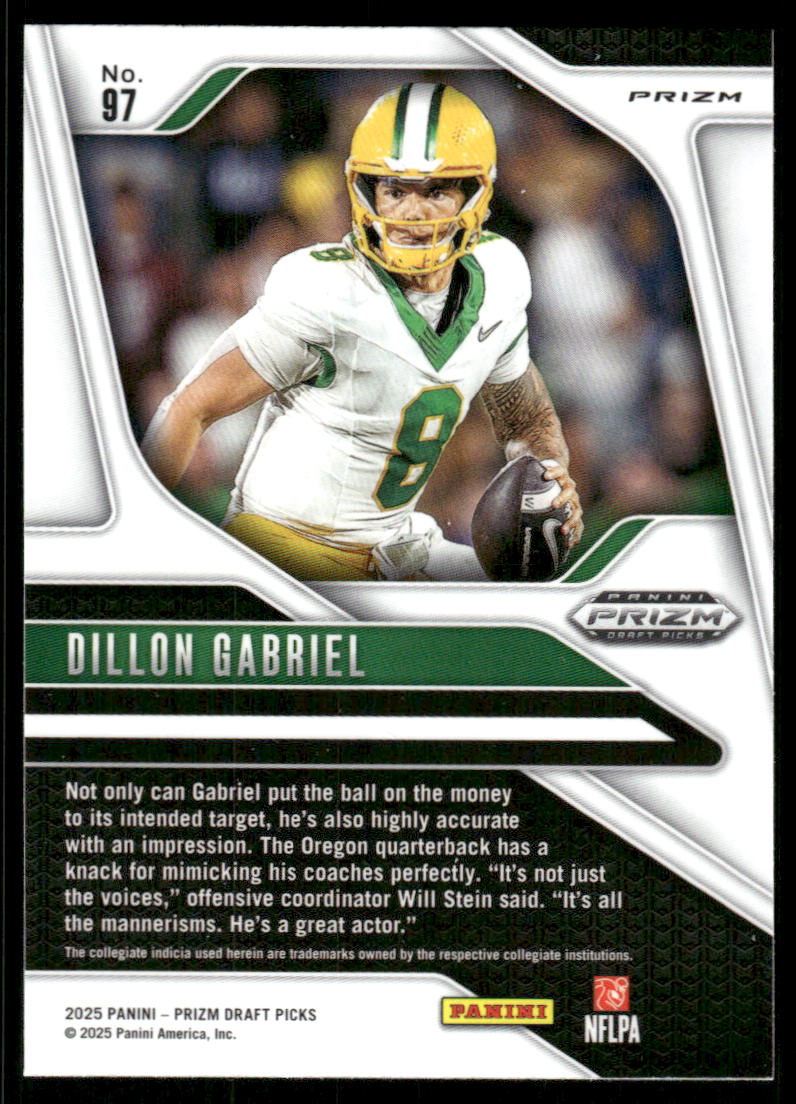 2025 Panini Prizm Draft Picks Prizms Gold Ice #97 Dillon Gabriel
