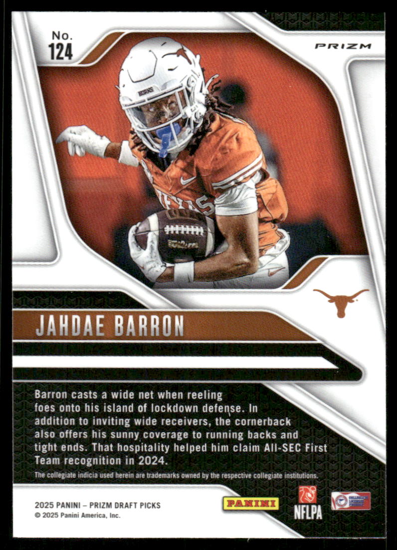 2025 Panini Prizm Draft Picks Prizms Gold Ice #124 Jahdae Barron