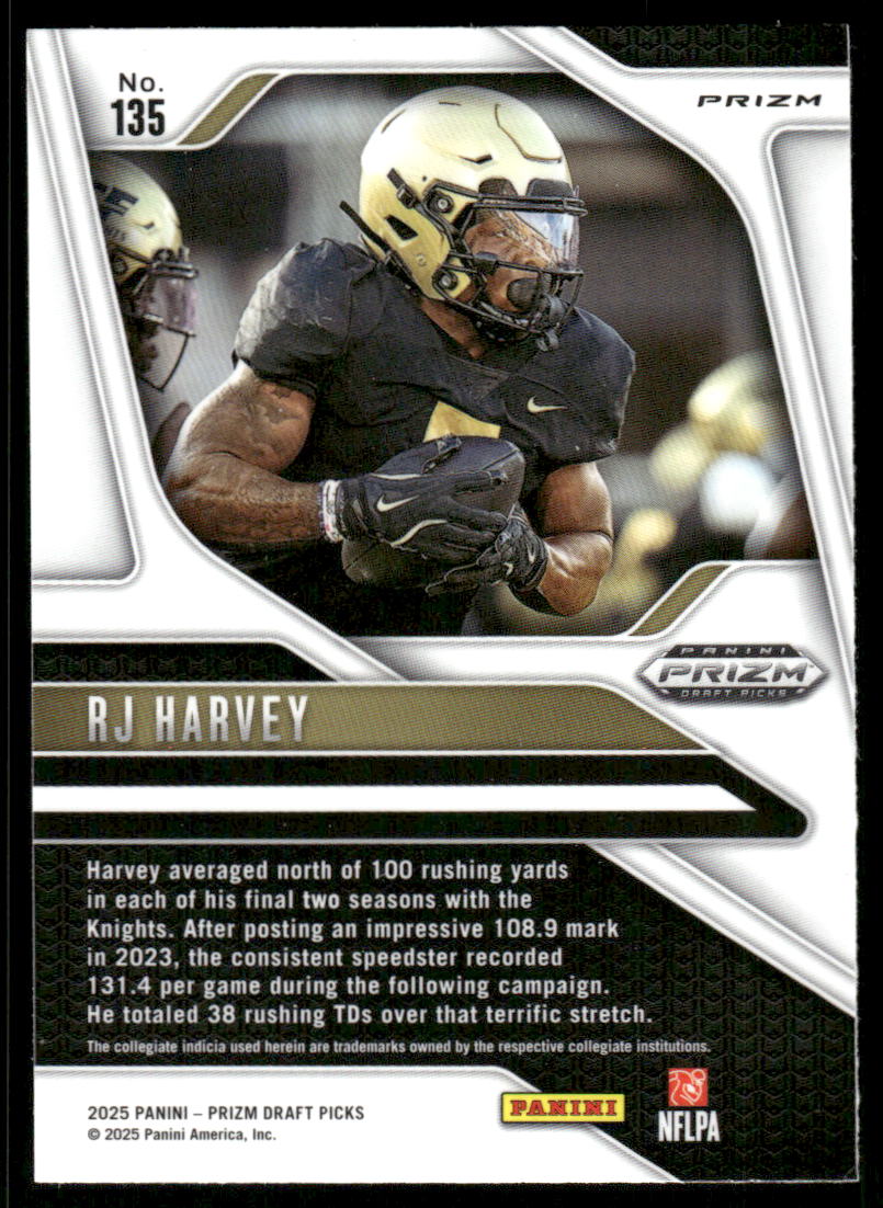 2025 Panini Prizm Draft Picks Prizms Gold Ice #135 RJ Harvey