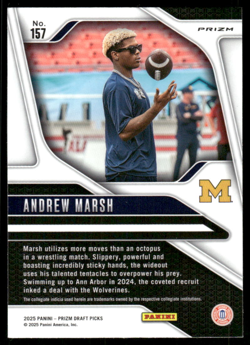 2025 Panini Prizm Draft Picks Prizms Gold Ice #157 Andrew Marsh