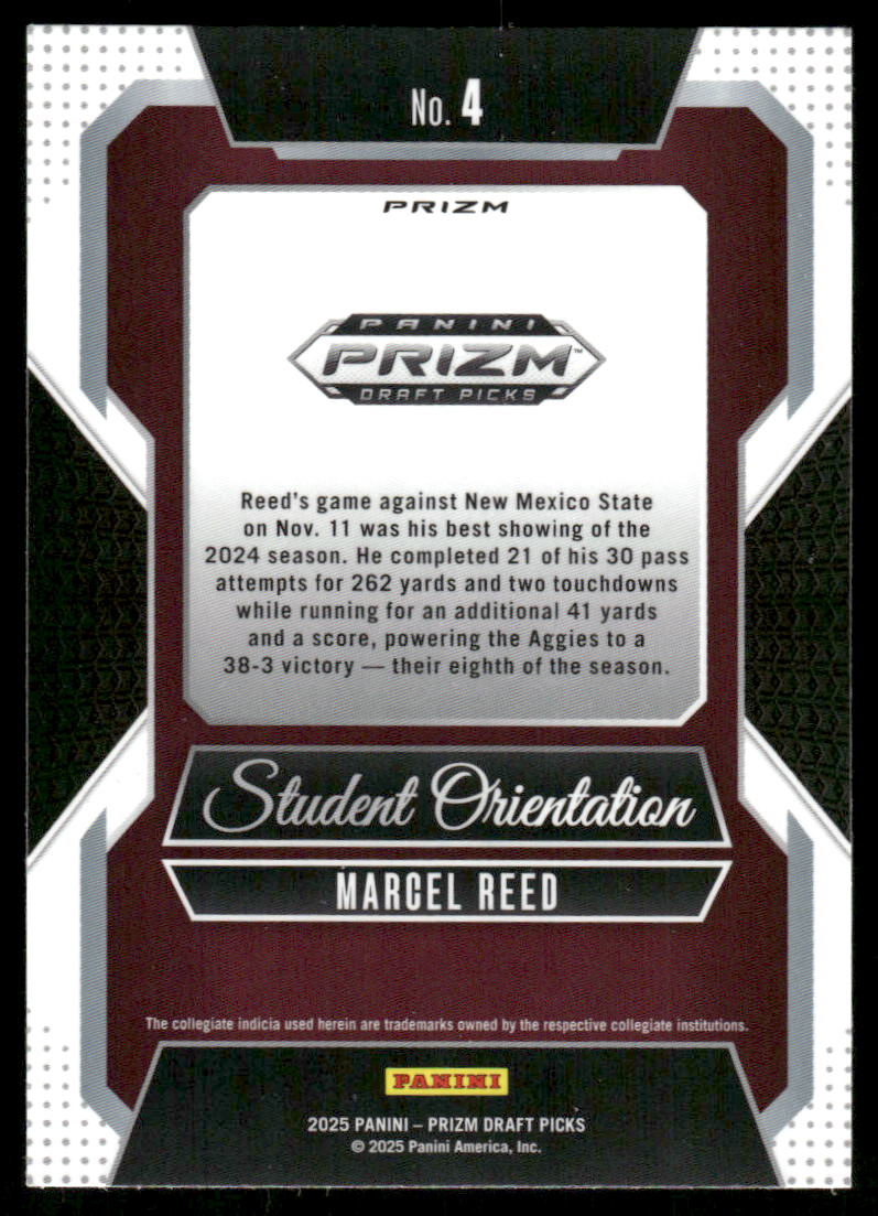 2025 Panini Prizm Draft Picks Student Orientation Gold Ice #4 Marcel Reed