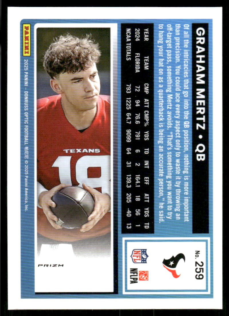 2025 Donruss Optic Blue Hyper #259 Graham Mertz RR