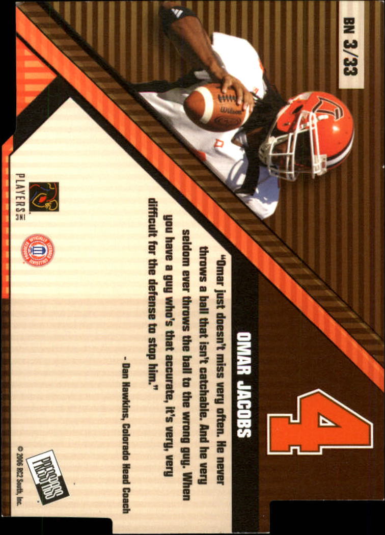 2006 Press Pass Big Numbers #BN3 Omar Jacobs back image