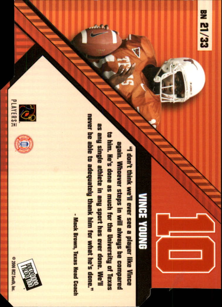 2006 Press Pass Big Numbers #BN21 Vince Young back image