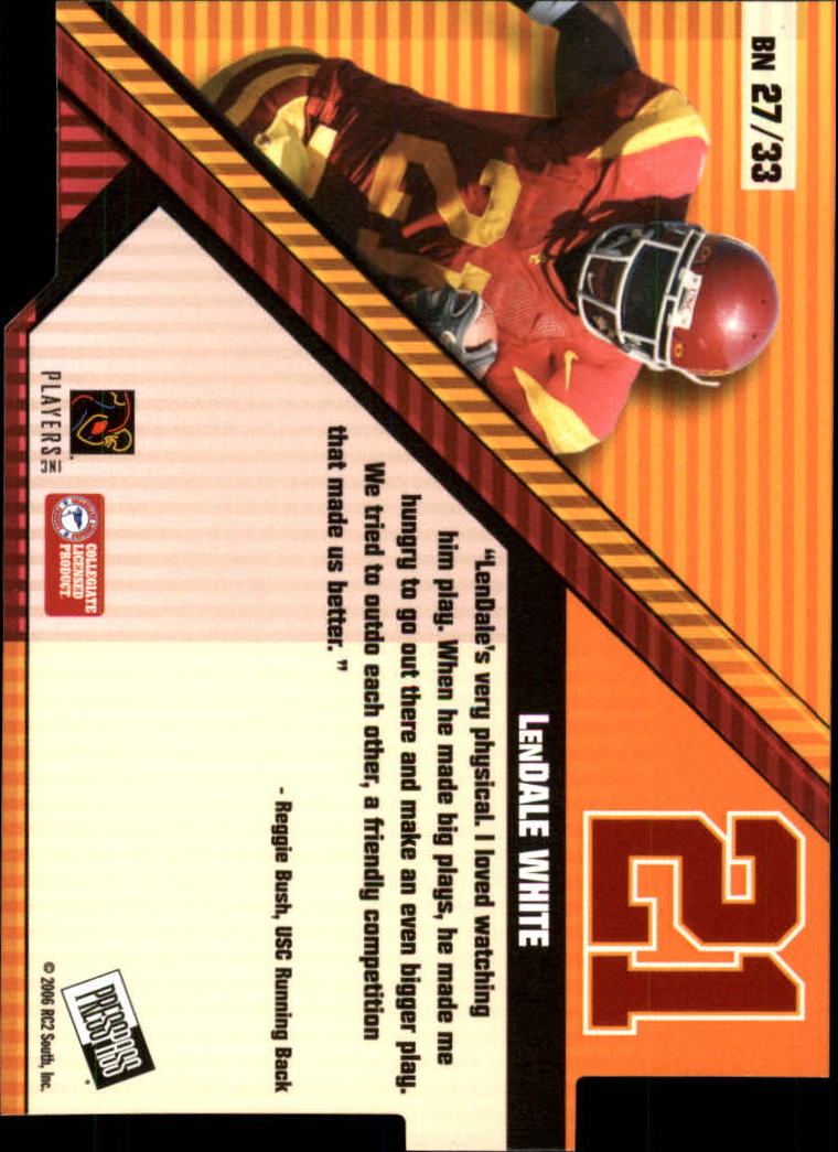 2006 Press Pass Big Numbers #BN27 LenDale White back image