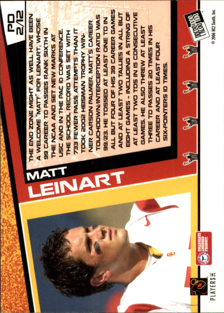 2006 Press Pass Paydirt #PD2 Matt Leinart back image