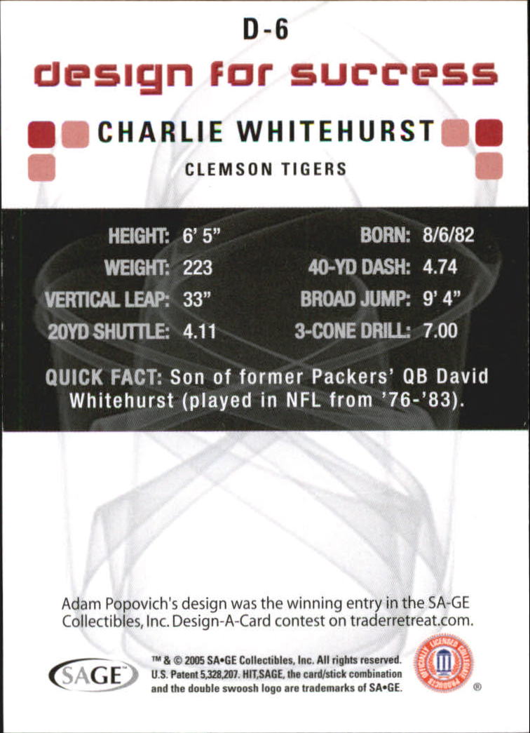 2006 Sage HIT Football "Design for Success Silver" Insert Cards - Picture 9 of 77