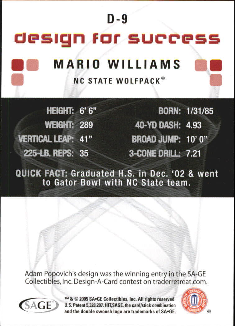 2006 Sage HIT Football "Design for Success Silver" Insert Cards - Picture 11 of 77