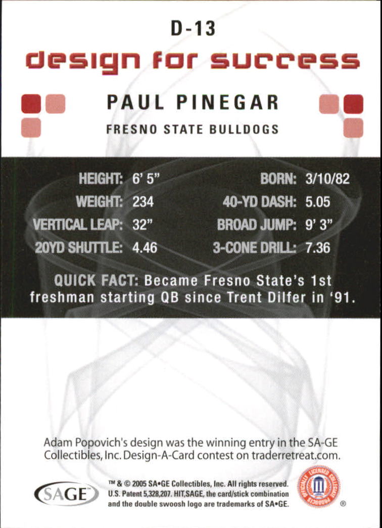 2006 Sage HIT Football "Design for Success Silver" Insert Cards - Picture 17 of 77