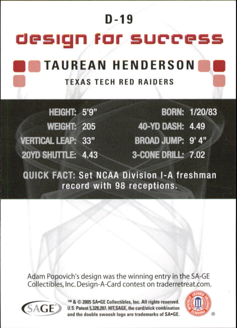 2006 Sage HIT Football "Design for Success Silver" Insert Cards - Picture 27 of 77