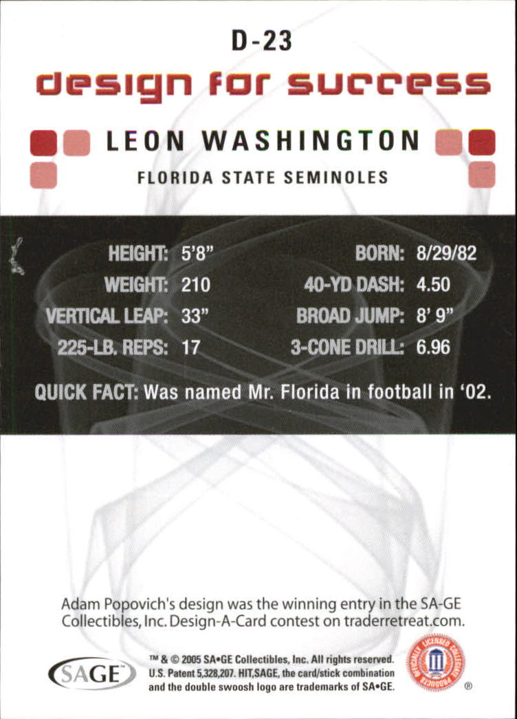 2006 Sage HIT Football "Design for Success Silver" Insert Cards - Picture 33 of 77